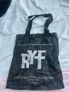 RYF Black Tote Bag with Faith Graphic